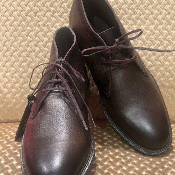 Massimo Dutti Nappa Rich Brown Leather Lace Up Cushioned Safari Boots New